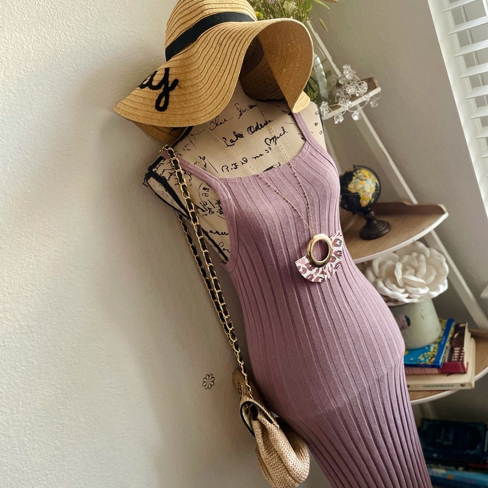 Zara Ribbed Sleeveless Maxi Dress Medium